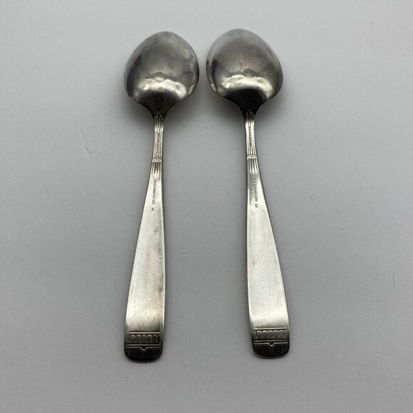 Reed & Barton Silver Plated Tablespoon Serving Spoons Set 2 Italian 1885 8.25” - Picture 5 of 9